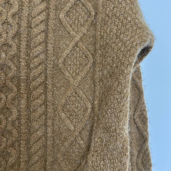 J. Crew Cable-knit patchwork tunic sweater Camel/Tan/Brown Size Small Chunky - Picture 6 of 13